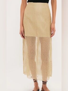Tuckernuck Beige Grid Maxi Skirt